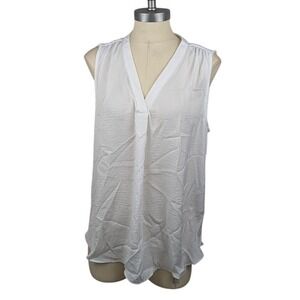 Alfani Women's Satin V-Neck Tank Top Bright White Size XL *FLAW*